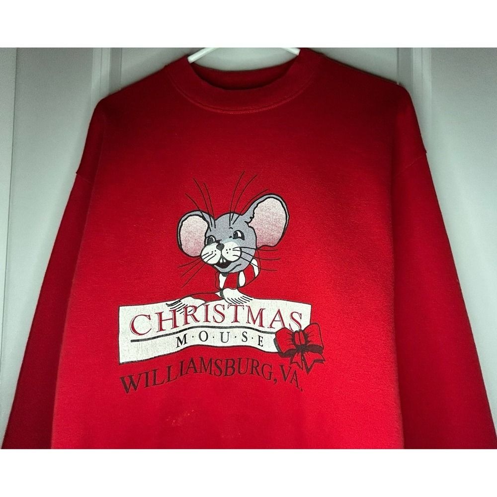 Vintage 90's Single Stitch Christmas Mouse Virginia Graphic Crewneck Sweatshirt